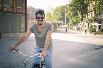 man with a vintage bicycle