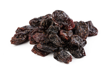 Dark raisins isoalted on white background