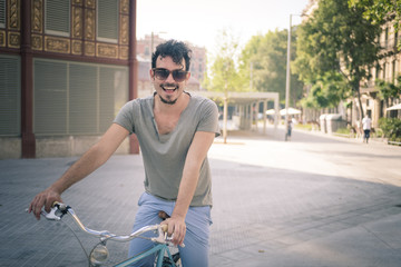 man with a vintage bicycle