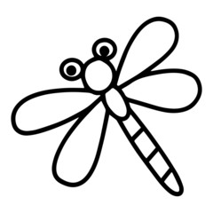 Cute dragonfly cartoon illustration isolated on white background for children color book