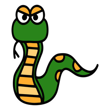 Snake cartoon illustration isolated on white background for children color book