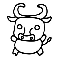 Buffalo cartoon illustration isolated on white background for children color book