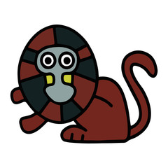 Monkey cartoon illustration isolated on white background for children color book