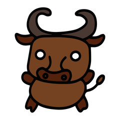 Buffalo cartoon illustration isolated on white background for children color book