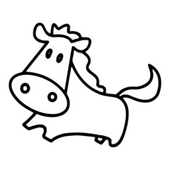 Horse cartoon illustration isolated on white background for children color book