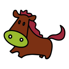 Horse cartoon illustration isolated on white background for children color book