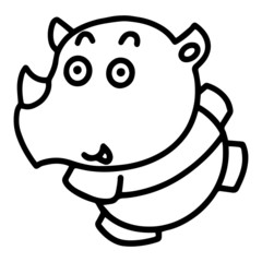 Rhino cartoon illustration isolated on white background for children color book