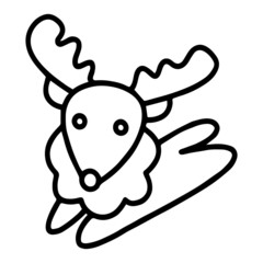 Reindeer cartoon illustration isolated on white background for children color book