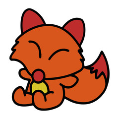 Cute fox cartoon illustration isolated on white background for children color book