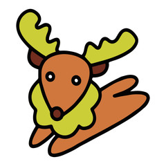 Reindeer cartoon illustration isolated on white background for children color book