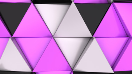 Obraz premium Pattern of black, white and purple triangle prisms