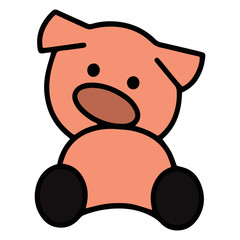 Cute pig cartoon illustration isolated on white background for children color book