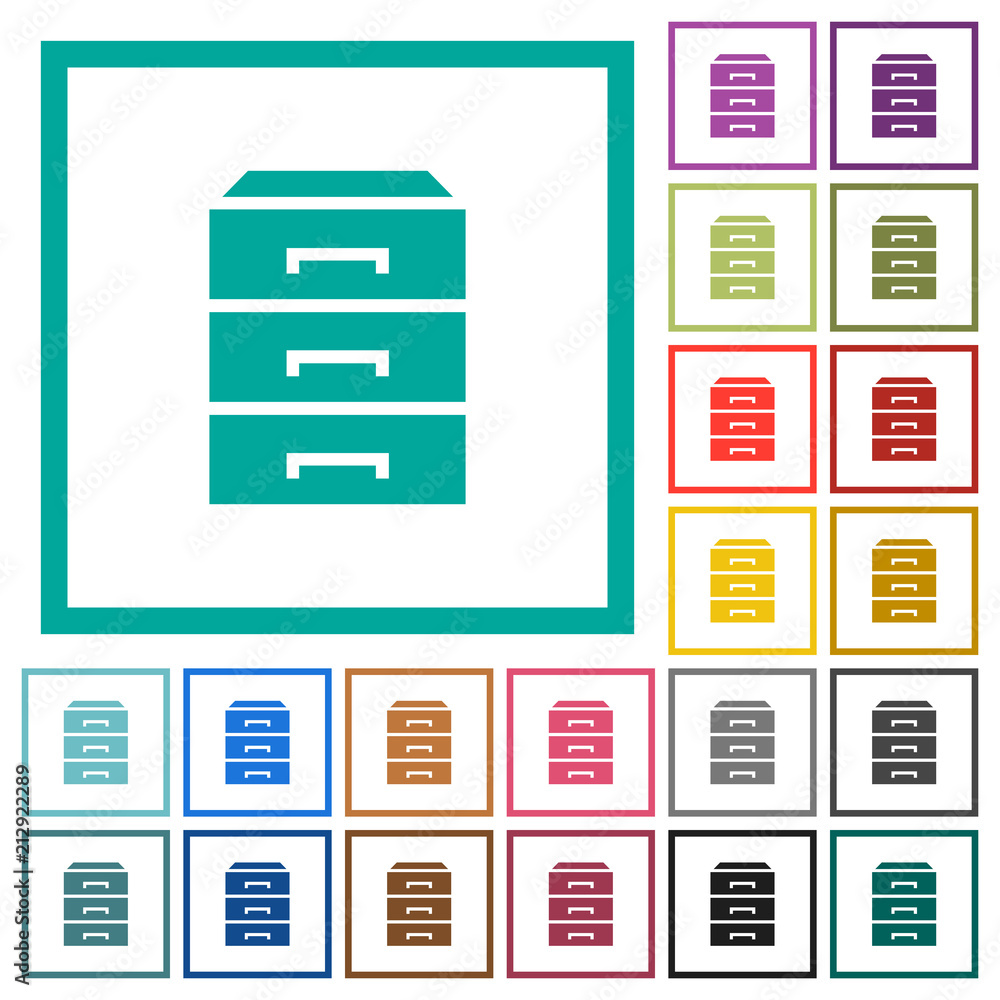 Poster categorize flat color icons with quadrant frames