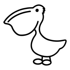 Cute pelican cartoon illustration isolated on white background for children color book