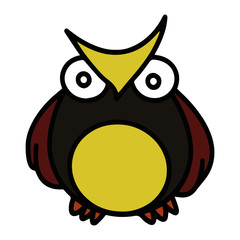 Cute owl cartoon illustration isolated on white background for children color book