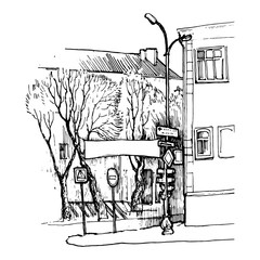 vector sketch of city street