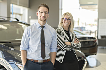 Business team car seller on the car room