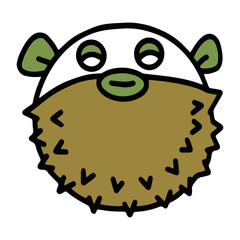 Cute puffer fish cartoon illustration isolated on white background for children color book