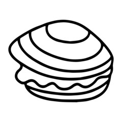 Cute clam cartoon illustration isolated on white background for children color book