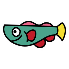 Cute fish cartoon illustration isolated on white background for children color book