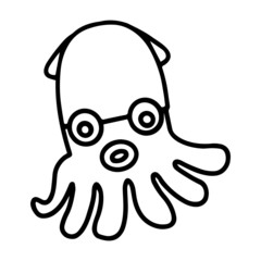 Cute squid cartoon illustration isolated on white background for children color book