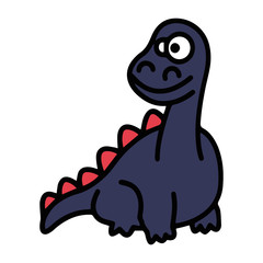 Diplodocus cartoon illustration isolated on white background for children color book