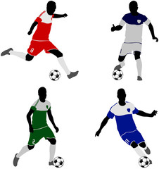 Fototapeta na wymiar soccer players silhouettes