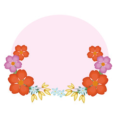 Decorative flowers blank round frame vector illustration graphic design