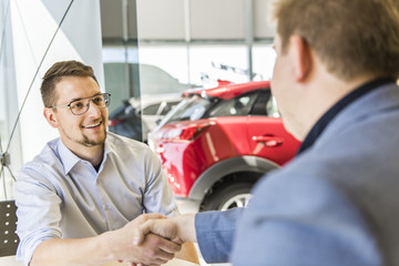 Business car seller working with the client
