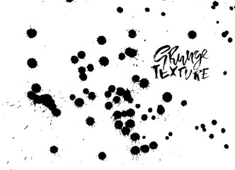 Handdrawn grunge texture. Abstract ink drops background. Black and white grunge illustration. Vector watercolor artwork pattern.