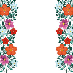 Decorative flowers square frame vector illustration graphic design