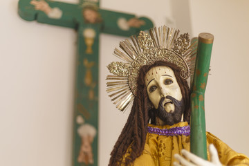 A statue of Jesus Christ in Mexican Church in San Cristobal de las Casas in Mexico