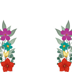 Decorative flowers square frame vector illustration graphic design