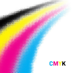 Abstract halftone background in CMYK colors. Vector illustration
