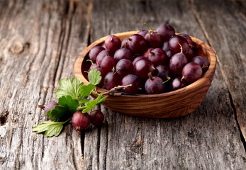 Red gooseberry with leaves