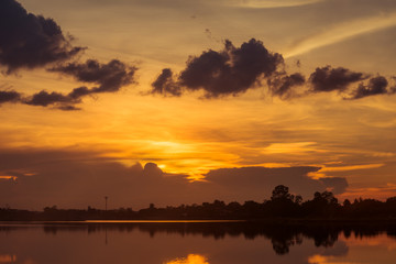 Sunset at the lake landscape