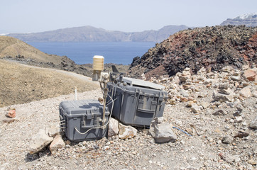 Small weather station, transmitter on island Nea Kameni