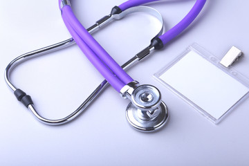 RX prescription, Red heart and a stethoscope isolated on white background