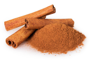 Cinnamon on white background