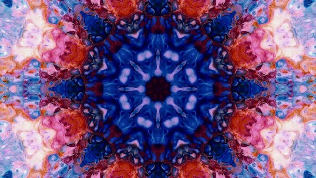 Abstract Paint Brush Ink Explode Spread Smooth Concept Symmetric Pattern Ornamental Decorative Kaleidoscope Movement Geometric Circle and Star Shapes
