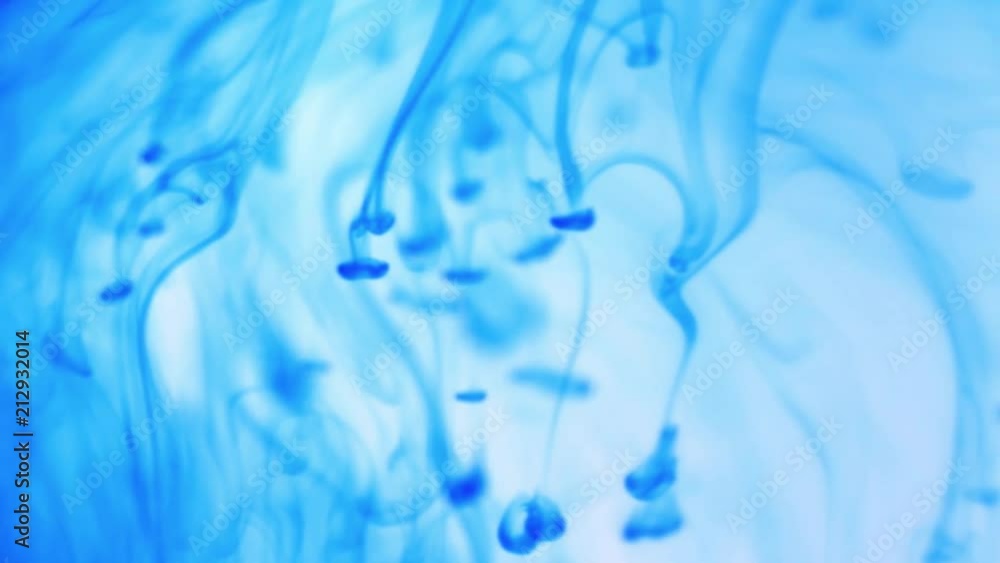 Poster falling ink drops dynamic motion. soft abstract background.