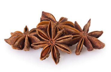 Star anise on white background
