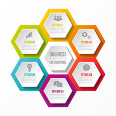 Business infograph - diagram with hexagons. Vector.