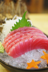 Fresh of red raw tuna (Maguro Sashimi) and wasabi, Japanese Food
