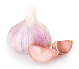 Fresh garlic on white background