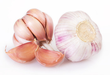 Fresh garlic on white background