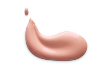 Cosmetic liquid foundation cream smudge smear strokes. Make up smear isolated on white background
