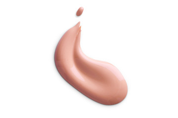 Cosmetic liquid foundation cream smudge smear strokes. Make up smear isolated on white background