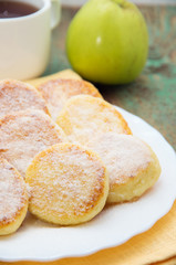 sweet cheese pancakes on a plate