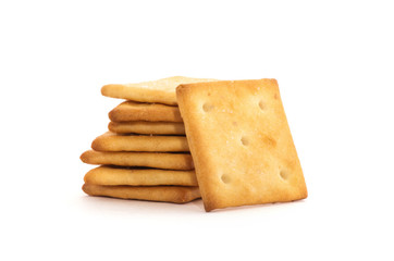 square crackers isolated on white background.